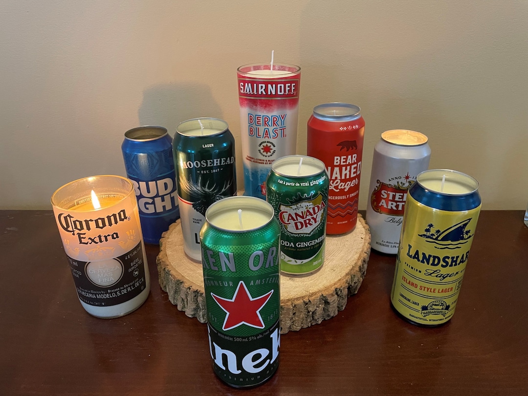 Beer Can, Soda Can, Soy Candles, Novelty, Recycle, Gift, Gift for Him, Gift for Her, Bud, Custom