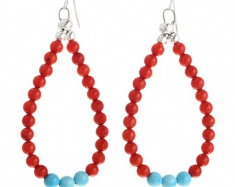 Coral turquoise earrings