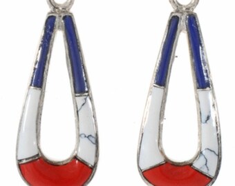 Red, White & Blue teardrop post dangle earrings