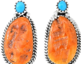 Turquoise Spiny Oyster Silver earrings