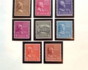 Vintage 1939 United States Postage Stamp Set | Unwatermarked Coil Stamps | Rotary Press Perforated Collection | Vintage USPS Philately