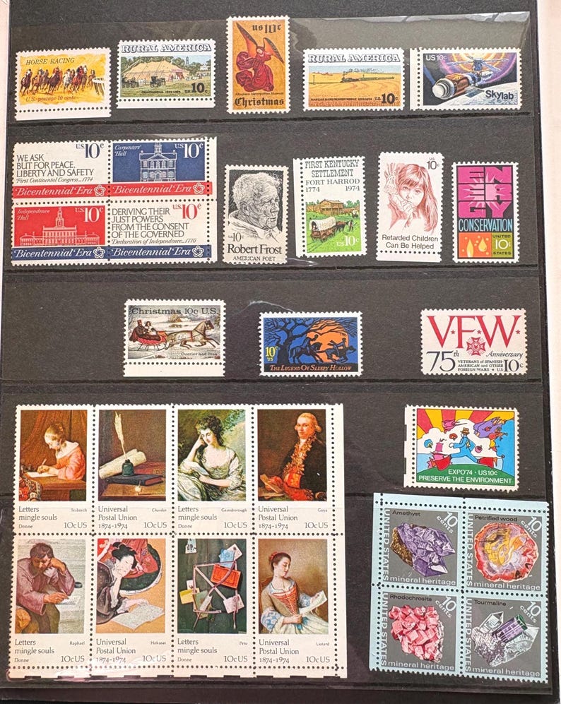 1974 USPS Letters Mingle Souls Stamp Block W Album Page