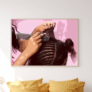 Braiding- black hair art hair salon art art for hair salon black art for hair salon nail salon black hair business art salon decor