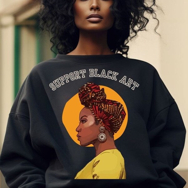 Black Art Is Beauty Unisex Heavy Blend™ Crewneck Sweatshirt, black art, cozy sweatshirt, holiday sweatshirt, black woman art on Sweatshirt