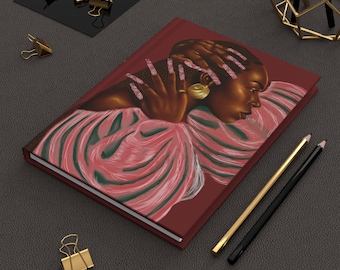 Empowering Hardcover Journal, Artistic Women's Self-Care Notebook