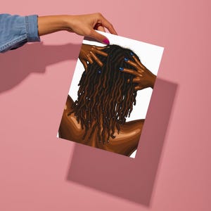Locs Black Hair Art, Black Woman Premium Matte Poster image 2
