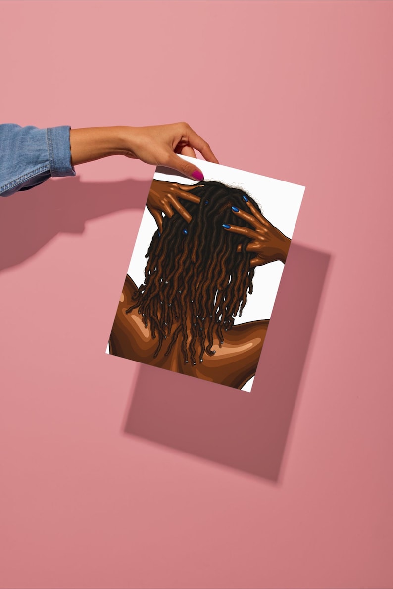 Locs Black Hair Art, Black Woman Premium Matte Poster image 2
