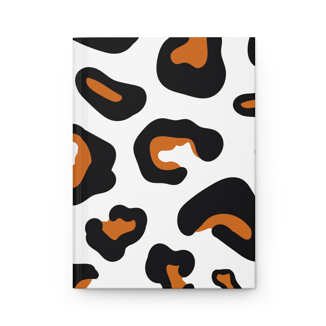 White & Brown Animal Print Art Hardcover Journal Matte ,positive Quote