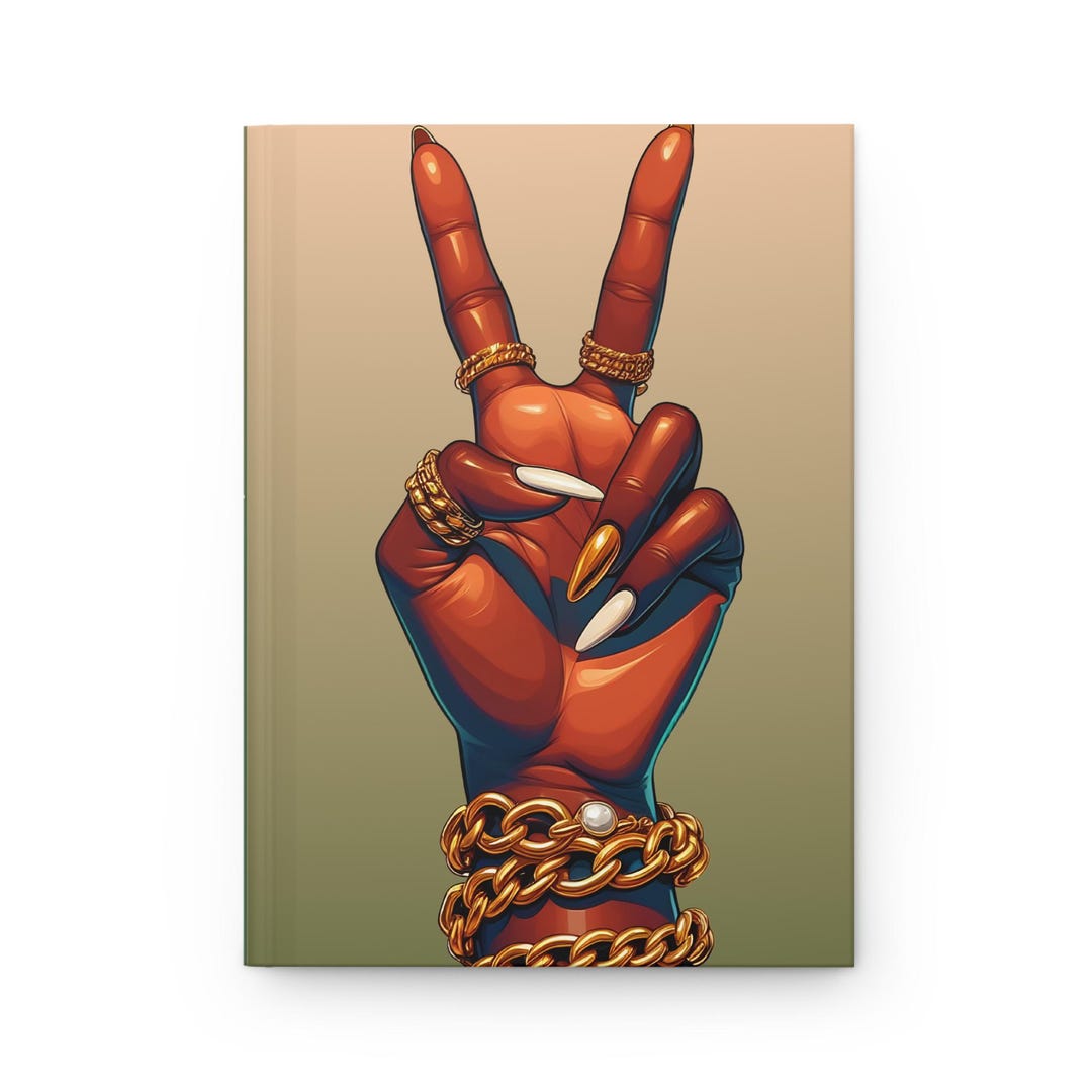 Ombre Throwing up the Peace Sign Journal Digital Black Art Perfect for