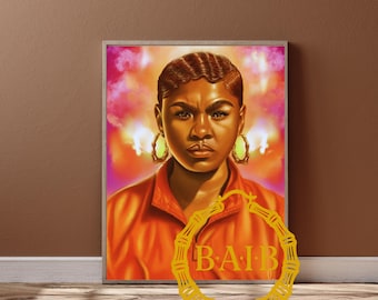 That Girl Era: Peace 2 | 1-of-1 Black Digital Fine Art on Canvas, signed, framed ,Art for black girl Art buyers, Gordon parks inspired