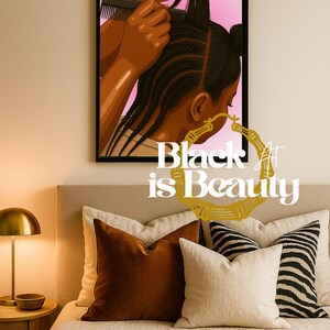 Arte de trenzado de cabello negro: decoración de salón, pieza de conversación nostálgica imagen 3