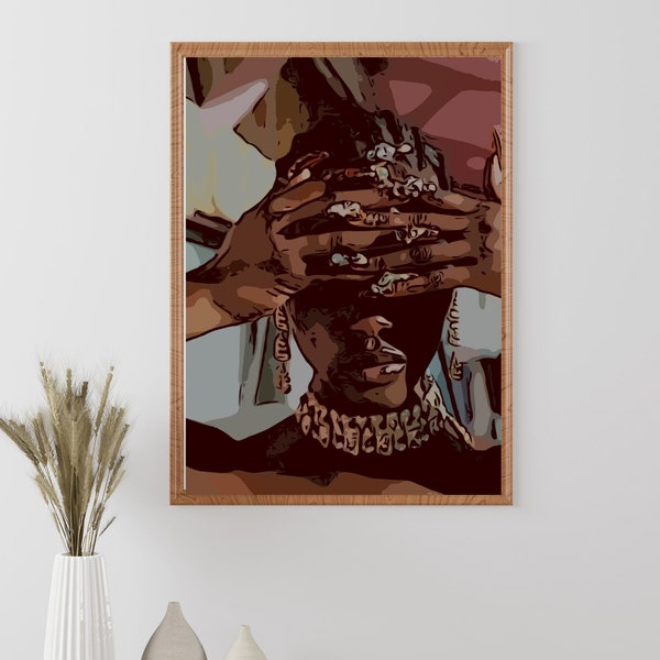 Nail jewelry art for nail salon -living room art,black girl magic art, office home decor, black girl art printable ,hand art,black woman art