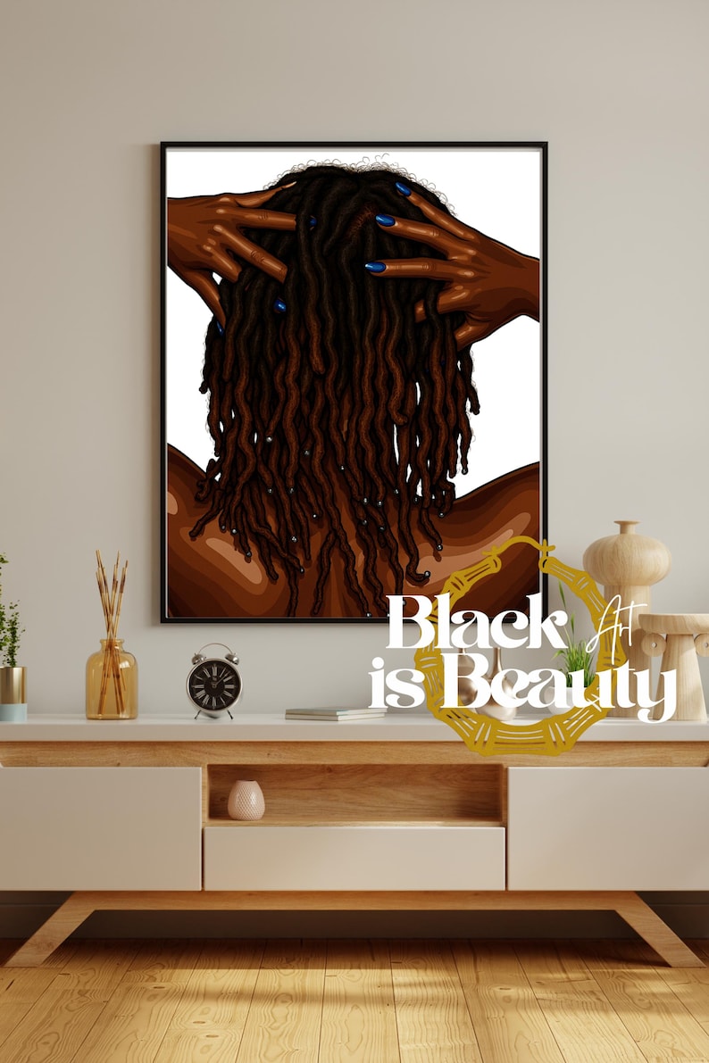 Locs Black Hair Art, Black Woman Premium Matte Poster image 3