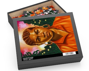 That girl| Peace fine black art on Puzzle (120, 252, 500-Piece), Christmas gift for the family, puzzle gift, puzzle lover