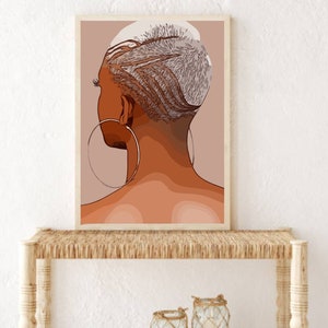 Fresh cut biege - hair salon art black hair art prints downloadable prints African American art feminine art black woman art digital art