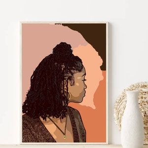 Mini Twist 5 digital art print - wall art decor black art protective hair styles curly hair routine black woman art black hair salon art svg