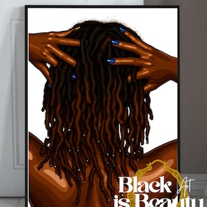 Locs Black Hair Art, Black Woman Premium Matte Poster image 1