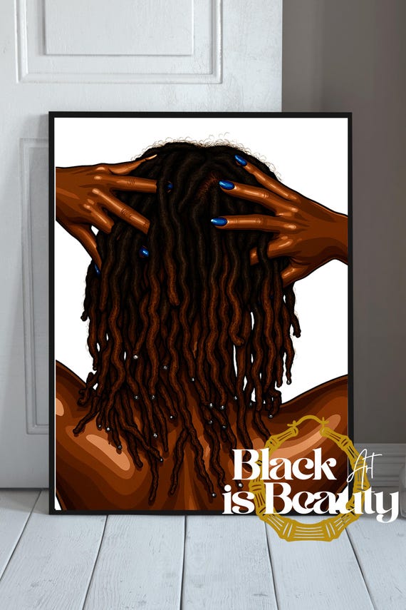 Locs Black Hair Art, Black Woman Premium Matte Poster