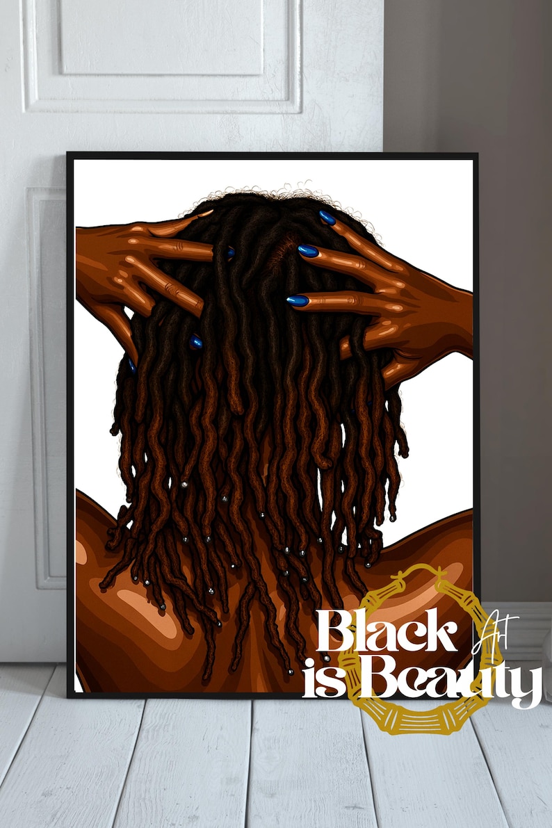 Locs Black Hair Art, Black Woman Premium Matte Poster image 1