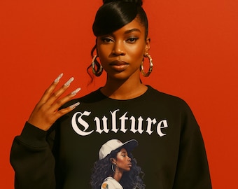 Black art culture vintage Unisex Heavy Blend™ Crewneck Sweatshirt, vintage, holiday sweatshirt, black art graphics on Sweatshirt