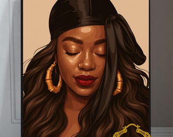 Black Woman with black durag Matte Vertical Poster| black girl art illustration