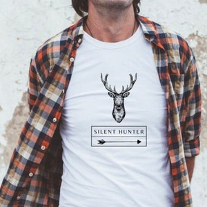 Hirschkopf Silent Hunter Bogenjagd Kurzarm Unisex T-Shirt