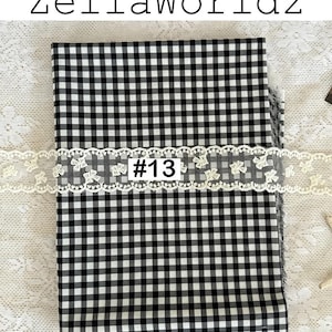 Gingham Plaid 100%Cotton Fabric: Colorful Check Dresses Blouse Garments Sewing Craft Upholstery Material #13 black