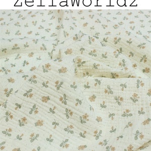 Floral Double Cotton Gauze Fabric: Crinkled Muslin for Baby Swaddling