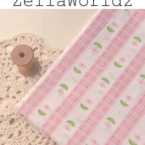 Floral Stripe Cotton Linen Fabric: Sewing Craft Material