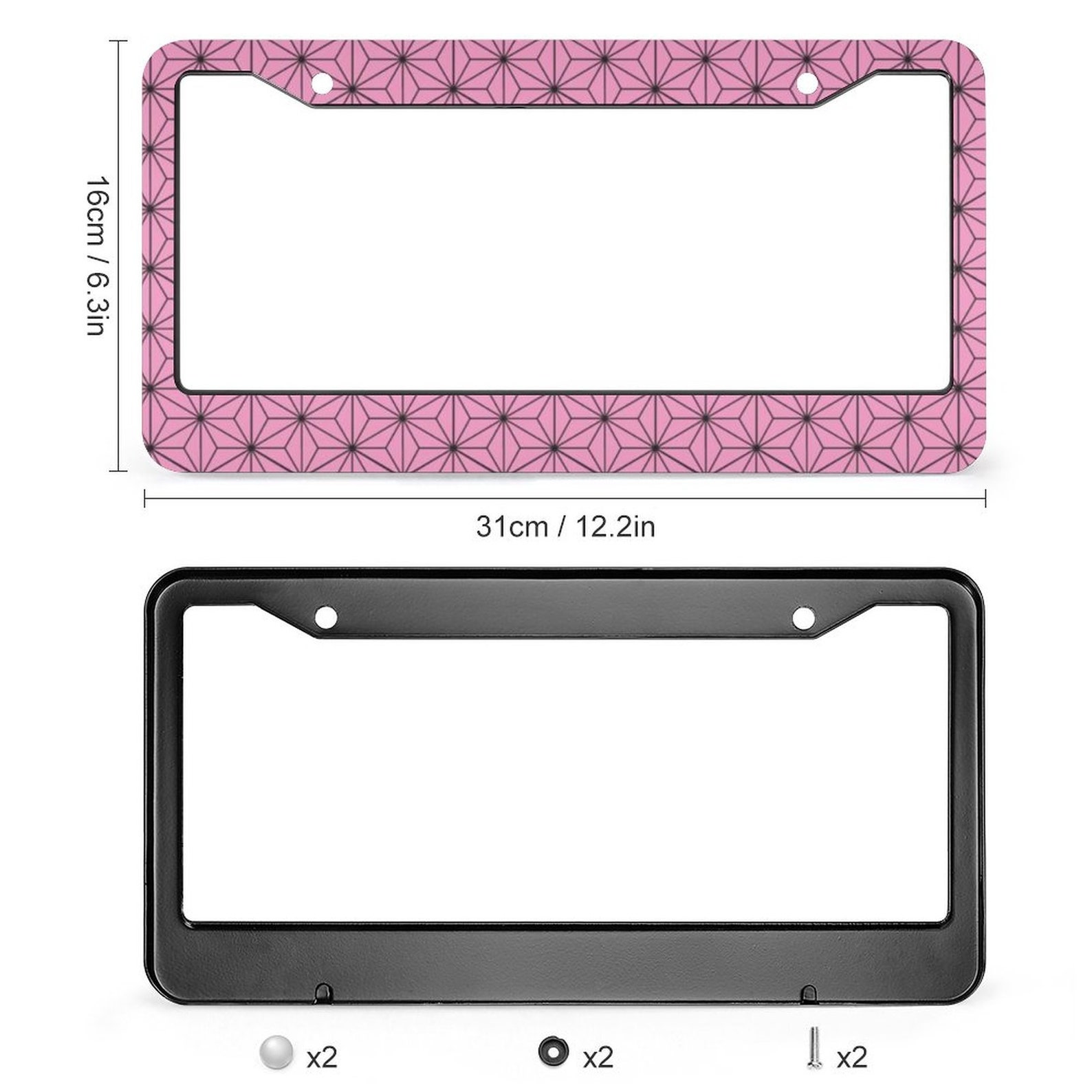 Anime Inspired License Plate Frame Pink Color Geometric Etsy
