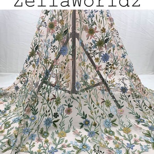 3D Flower Embroidery Tulle: Multicolor Floral Lace Mesh, Wedding Dress Fabric, DIY & Upholstery