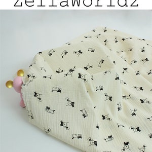Baumwoll Doppel Gaze Stoff, Süßer Hund Gedruckt 100% Baumwoll Musselin, DIY geknitterter Musselin Krepp Stoff, Baby Kinder Decke Swaddling Stoff