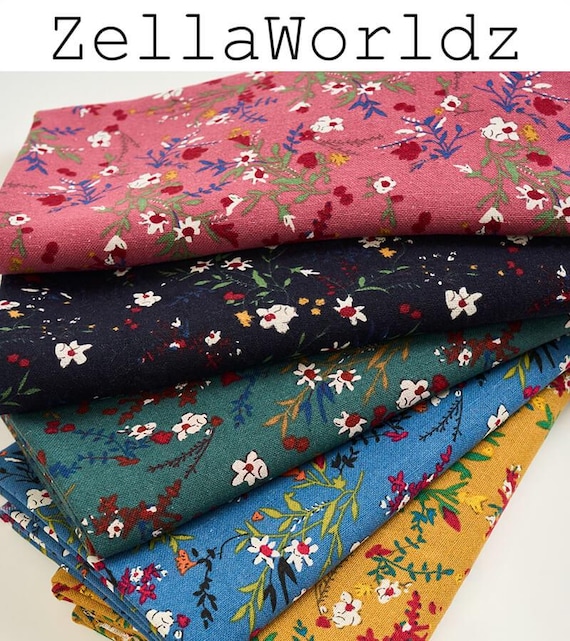 Floral Cotton Fabric: Flowers Printed, Girls Dresses Clothes Sewing Material, DIY Craft Upholstery Fabric