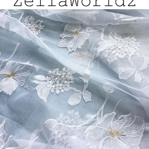 Floral Embroidered Organza Fabric: Sheer Tulle Wedding Dress Material