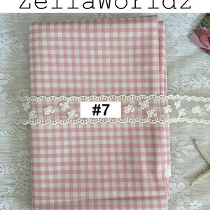 Gingham Plaid 100%Cotton Fabric: Colorful Check Dresses Blouse Garments Sewing Craft Upholstery Material #7 pink