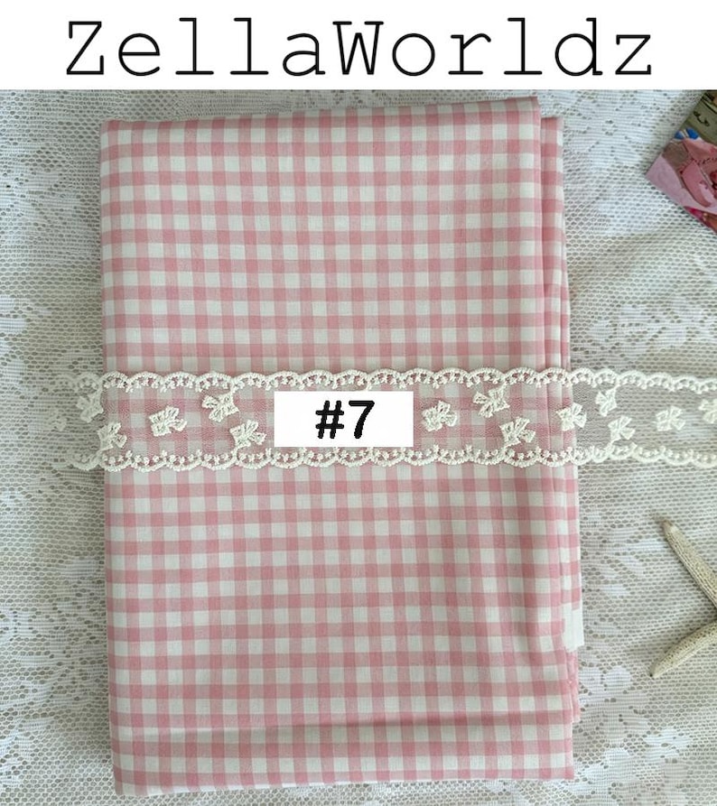 Gingham Plaid 100%Cotton Fabric: Colorful Check Dresses Blouse Garments Sewing Craft Upholstery Material #7 pink