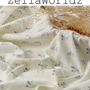 1x1 Blauer Rosen-Print gerippter Strickstoff: Baumwoll-Spandex-Mischung, Kleider Nähen Bastelmaterial