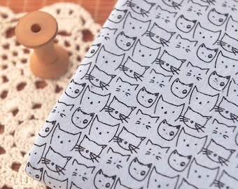 Cat Print Cotton Linen Fabric: Sewing Craft Material