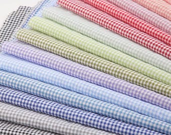 Gingham Polyester Cotton Fabric: Check Dresses Blouse Garments Sewing Craft Upholstery Material