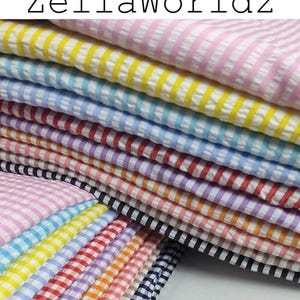 Gingham Plaid Stripe Seersucker Fabric: Polyester Cotton, Dresses Blouse Garments Sewing Craft Upholstery Material