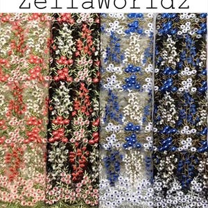 Floral Embroidery Tulle: Colorful Flower Lace Mesh, DIY Dresses Fabric
