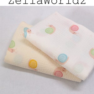 Snail Print Cotton Gauze Fabric: Crinkled Muslin Baby Blanket Cloth