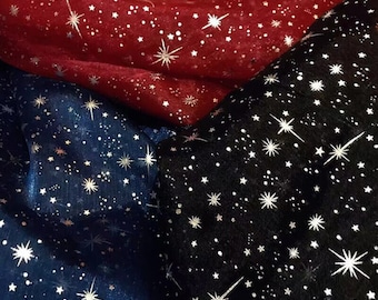 Star Print Organza Fabric: Multicolor Celestial Tulle, 59" Wide