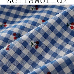 Cherry Plaid Cotton Polyester Fabric: DIY Sewing Material