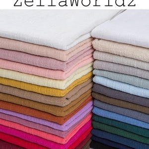 Cotton Wrinkled Fabric: Linen Look, Soft Lightweight Stone Washed, Dresses Garments Sewing Craft Material