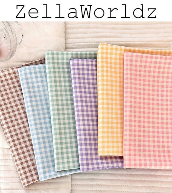 Gingham Plaid 100%Cotton Fabric: Colorful Check Dresses Blouse Garments Sewing Craft Upholstery Material