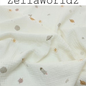 Outer Space Cotton Gauze Fabric: Crinkled Muslin Crepe, Baby Blanket Swaddling