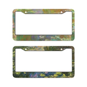 Lily Pond License Plate Frame, Flower Car Tag Frame, License Plate Holder, Car Exterior Decorative Accessories