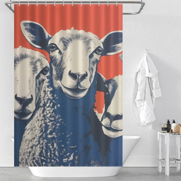 Funny Sheep Shower Curtain, Cute Animal Bathroom Waterproof Curatin, Meek Sheep Bathing Curtain, Home Decoration Gifts