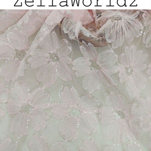 Sequin Embroidered Flower Tulle Fabric: Bridal Wedding Lace